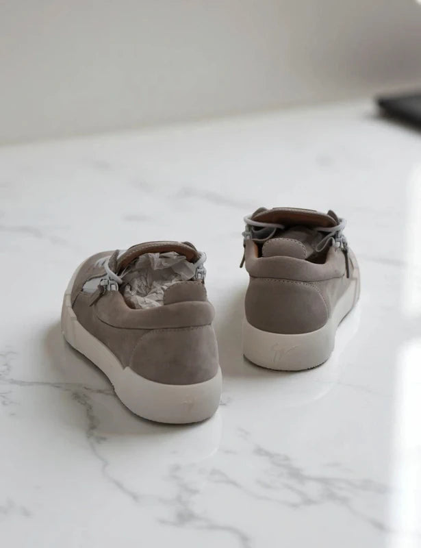 Giuseppe Zanotti Low-Top Taupe Suede Sneakers