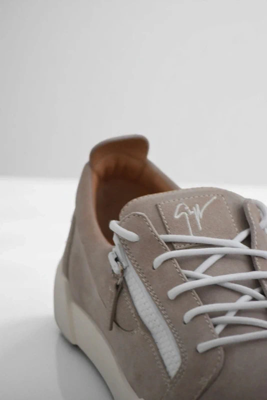 Giuseppe Zanotti Low-Top Taupe Suede Sneakers