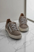Giuseppe Zanotti Low-Top Taupe Suede Sneakers