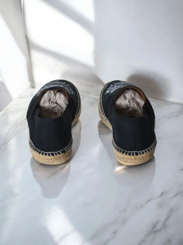 Pre-Owned Kenzo Paris Tiger Espadrilles – Bordado Original Black Iconic Embroidered Logo