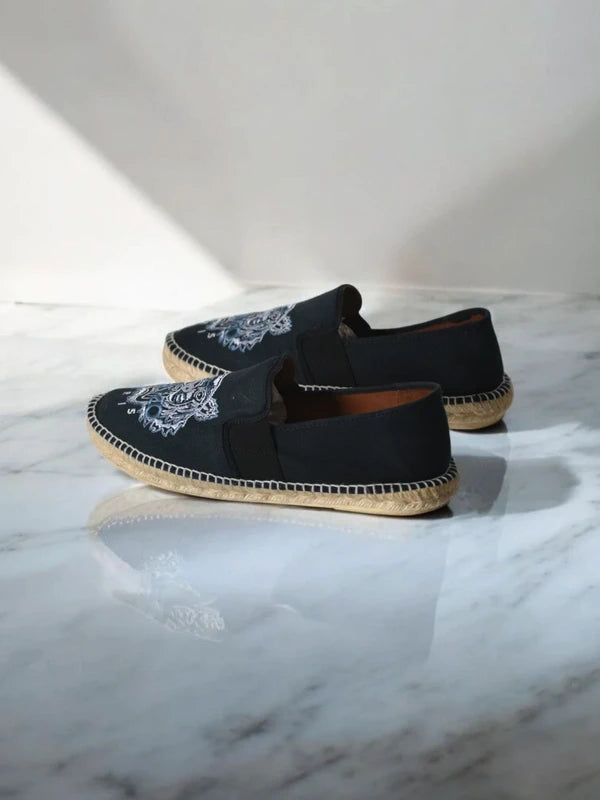 Pre-Owned Kenzo Paris Tiger Espadrilles – Bordado Original Black Iconic Embroidered Logo