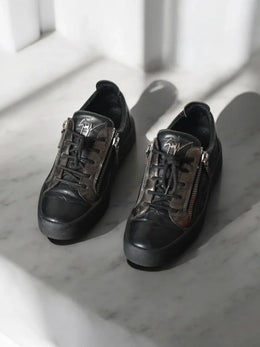 Giuseppe Zanotti Low Top Sneakers – Black Croc Detail | Size EU 40 | Pre-Owned in Great Condition