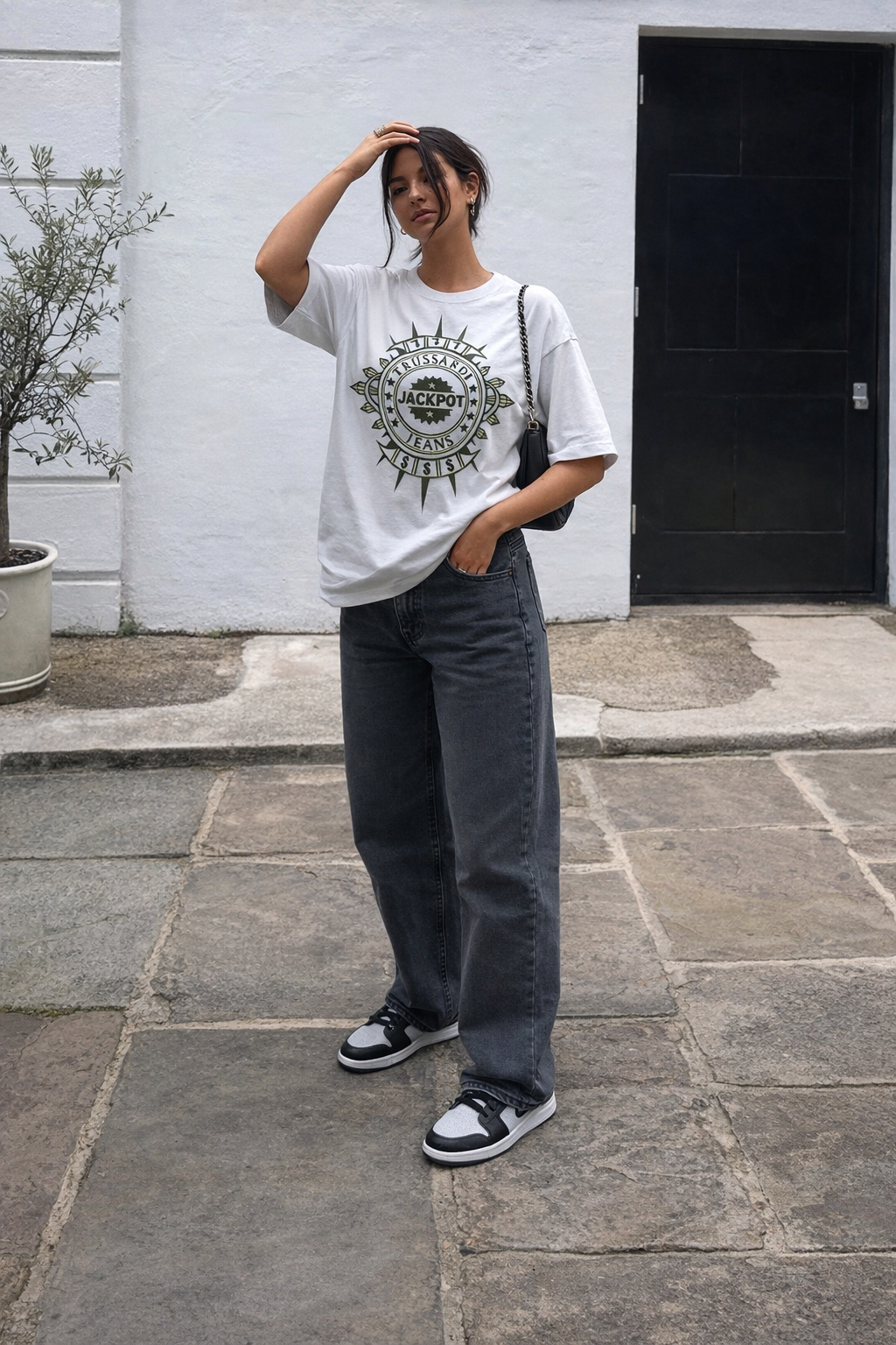 Trussardi Jeans White Graphic T-Shirt