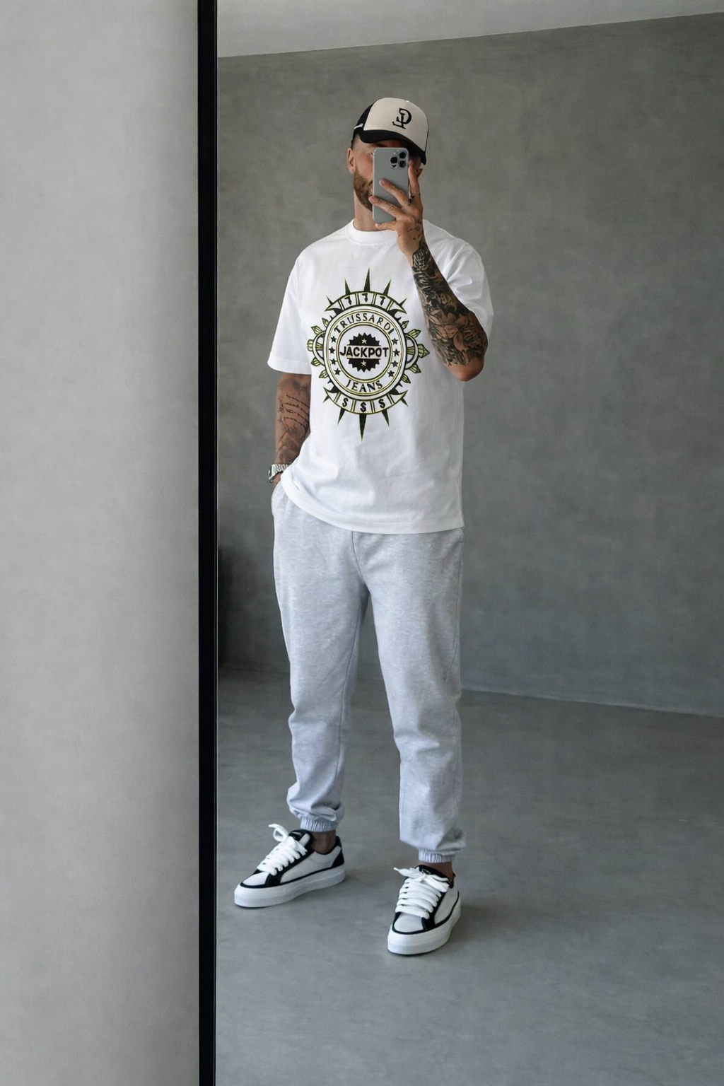 Trussardi Jeans White Graphic T-Shirt
