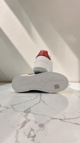DOLCE & GABBANA PORTOFINO DG LOGO LIPS PATCH SNEAKERS WHITE / RED / BLUE