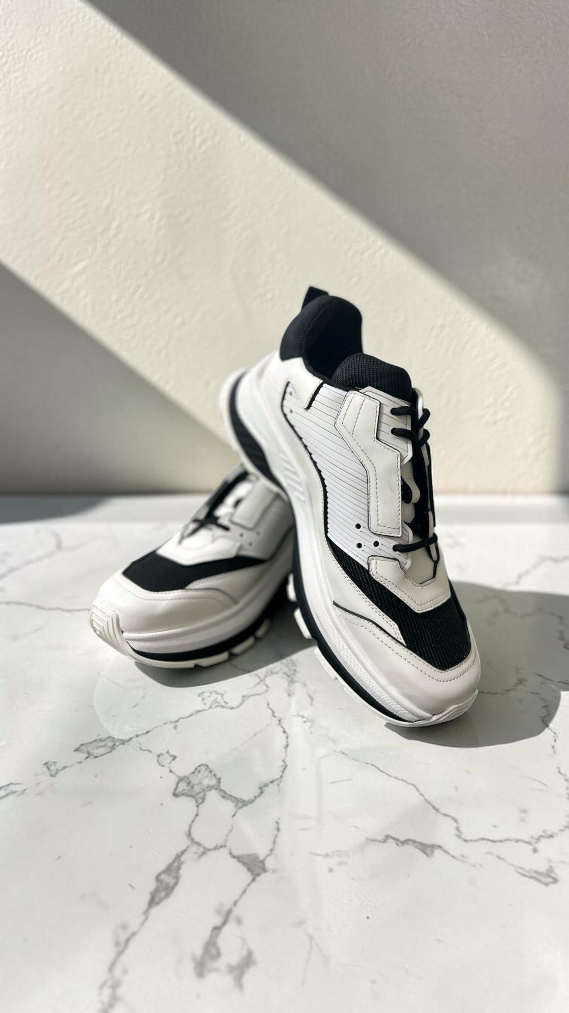 Berluti Gravity Leather & Mesh Sneakers – White & Black