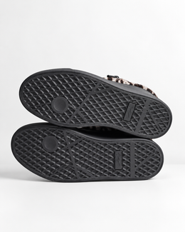 GIUSEPPE ZANOTTI LEOPARD PRINT LEATHER SNEAKERS BLACK / WHITE