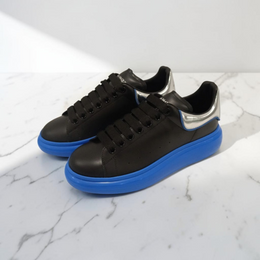 Alexander McQueen Oversized Leather Sneakers Black Blue Sole