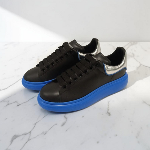 Alexander McQueen Oversized Leather Sneakers Black Blue Sole