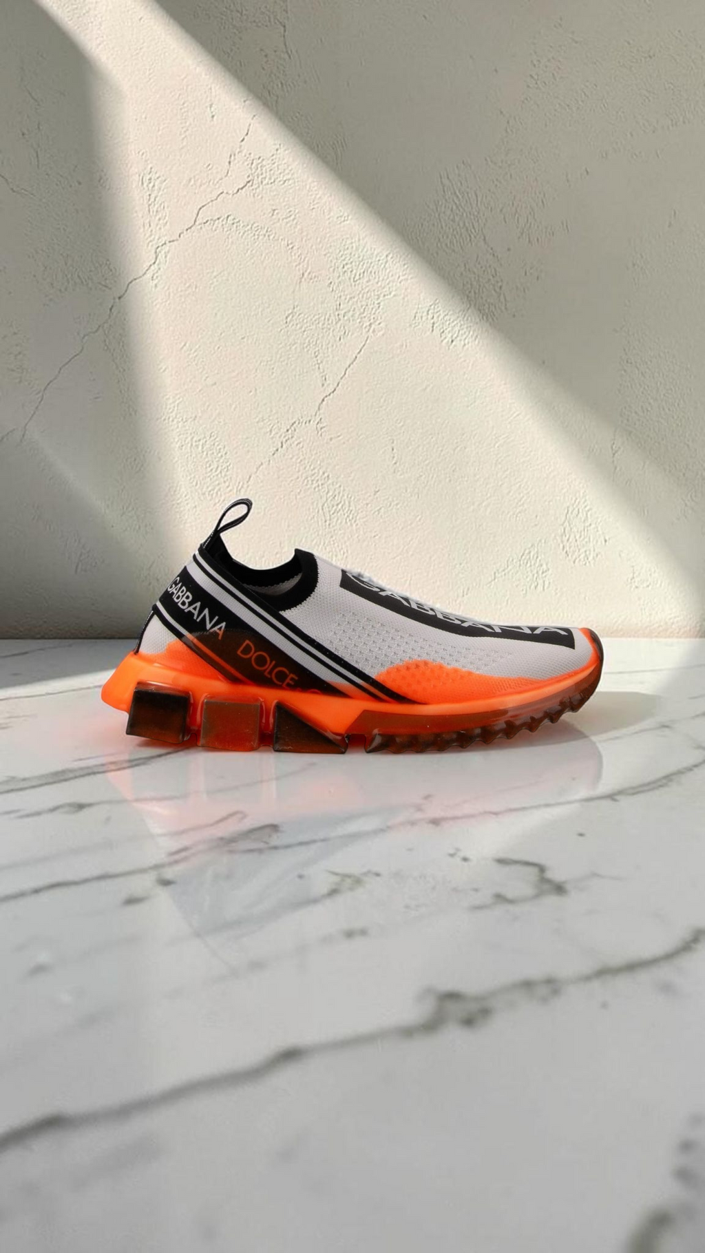 DOLCE & GABBANA SORRENTO LOGO SLIP-ON SNEAKERS WHITE / BLACK / ORANGE