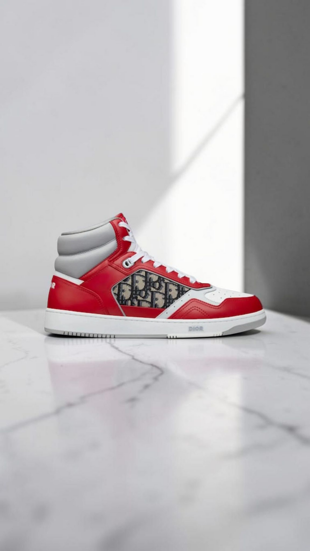 Dior B27 High-Top Sneakers Red White Oblique Monogram