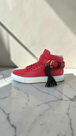 Buscemi 100MM Tassel High-Top Leather Sneakers Red