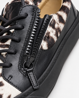 GIUSEPPE ZANOTTI LEOPARD PRINT LEATHER SNEAKERS BLACK / WHITE