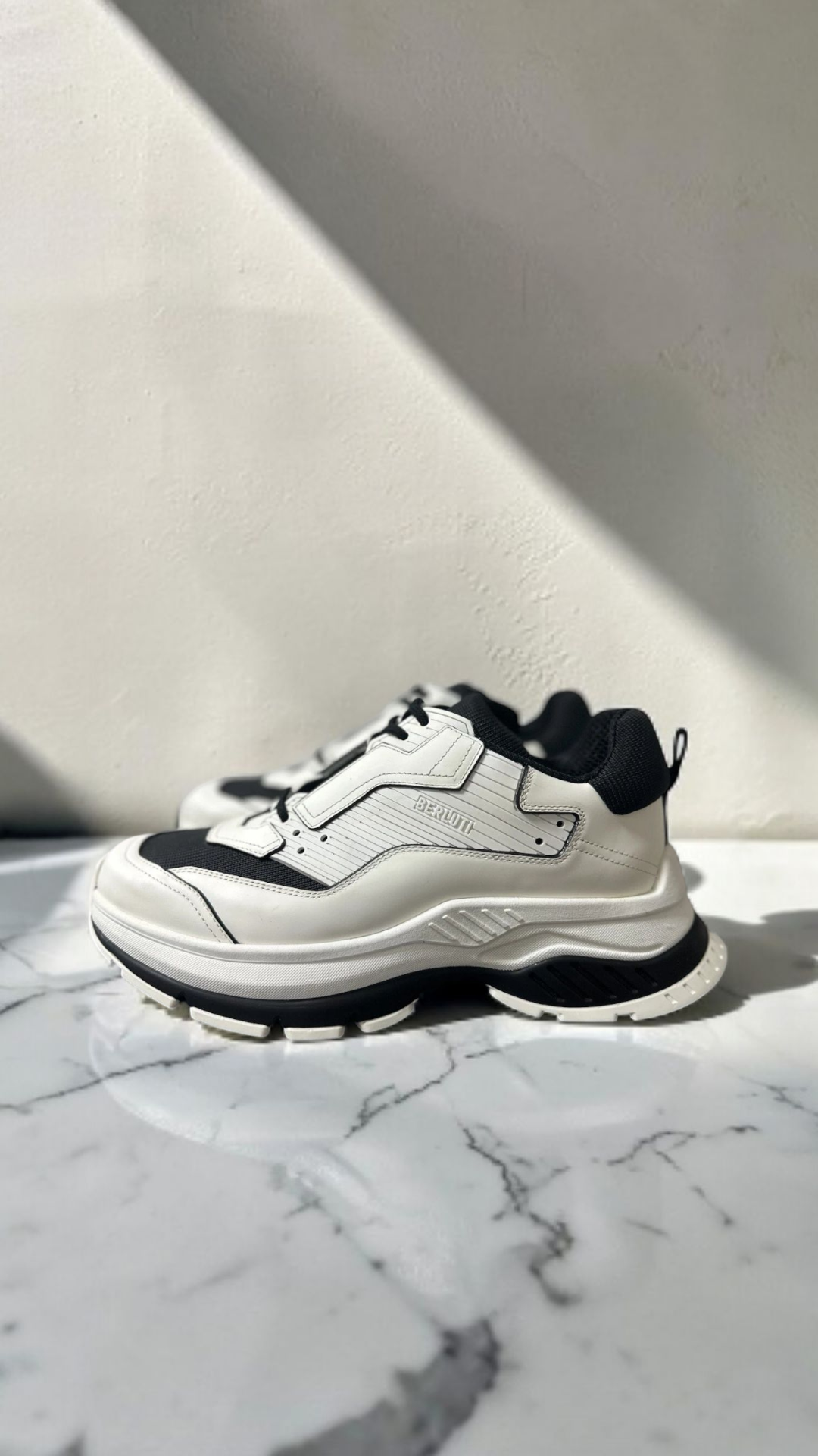 Berluti Gravity Leather & Mesh Sneakers – White & Black