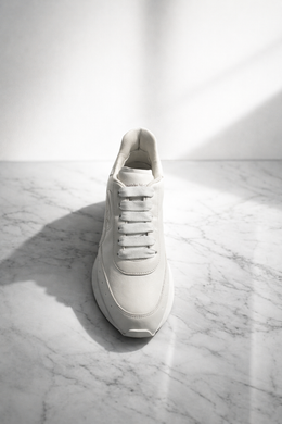 Alexander McQueen Sprint Runner Leather Sneakers in Ivory White