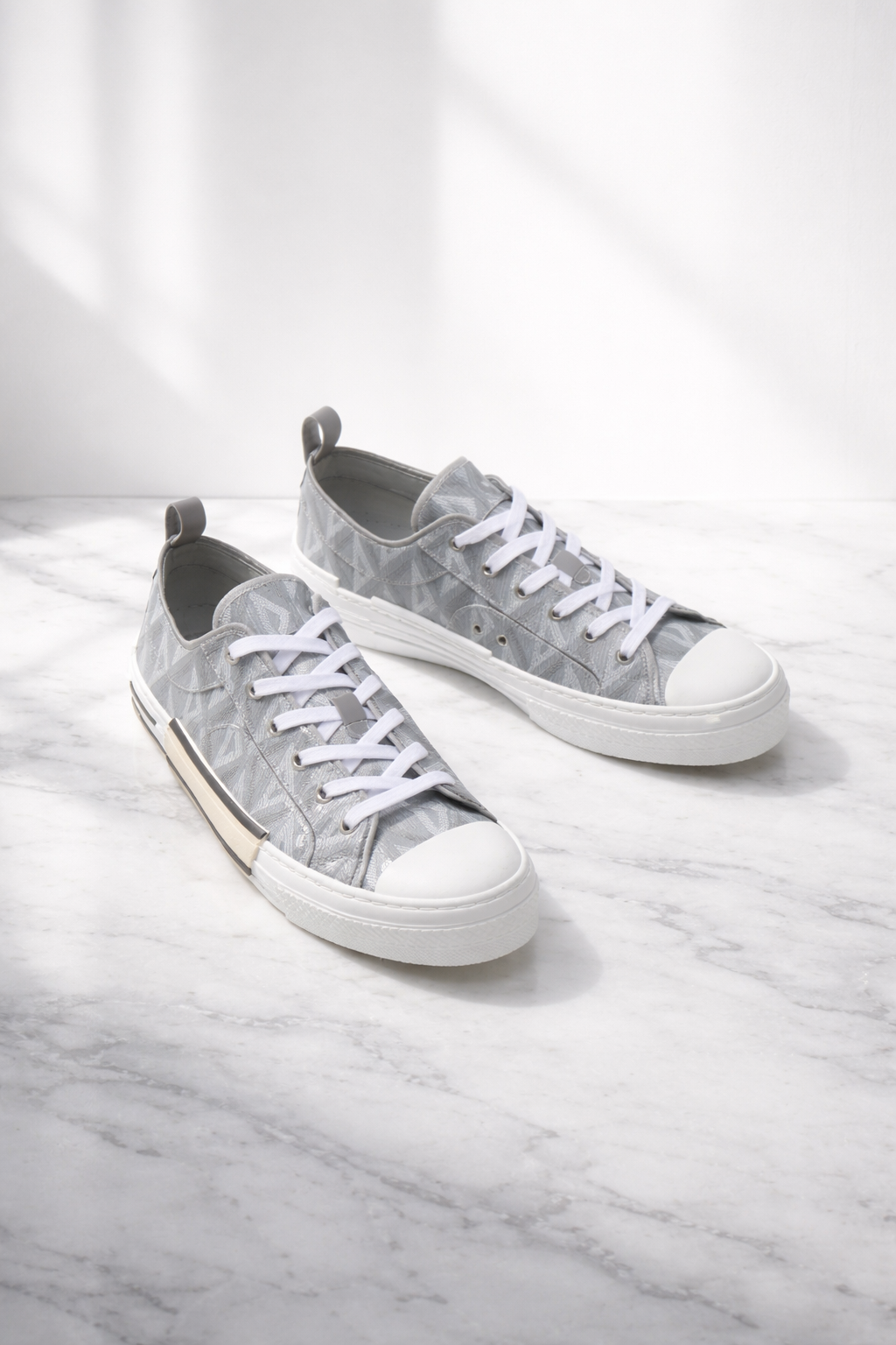 Dior Homme B23 Low-Top CD Diamond Canvas Sneakers in Grey/White