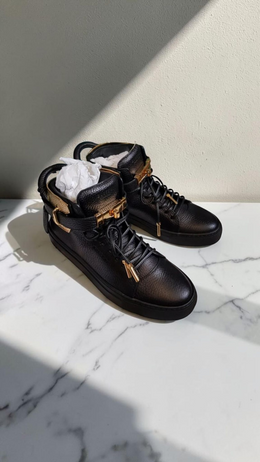 BUSCEMI 100MM HAMMER HIGH-TOP SNEAKERS BLACK / GOLD