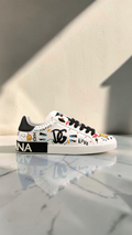 DOLCE & GABBANA PORTOFINO DG GRAFFITI SNEAKERS WHITE / BLACK / RED