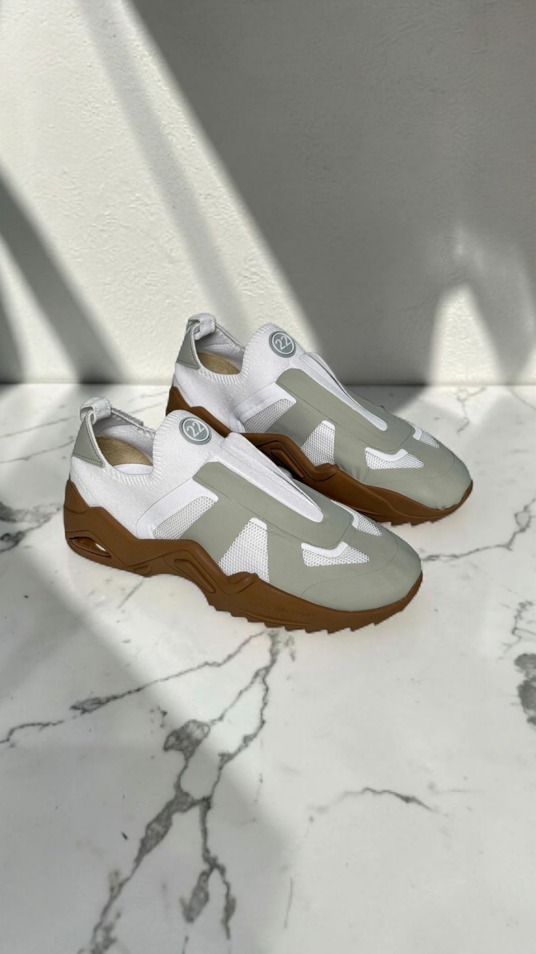 Maison Margiela 22 Replica Cloth Sneakers – White / Sage / Brown