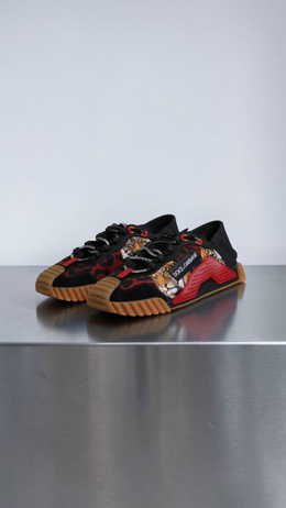 DOLCE & GABBANA NS1 TIGER SNEAKERS BLACK / RED