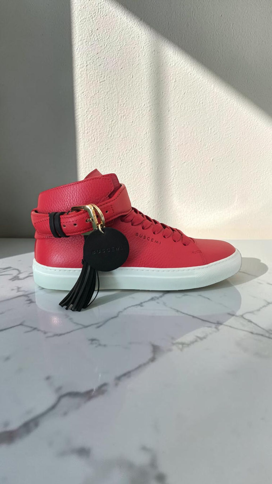 Buscemi 100MM Tassel High-Top Leather Sneakers Red