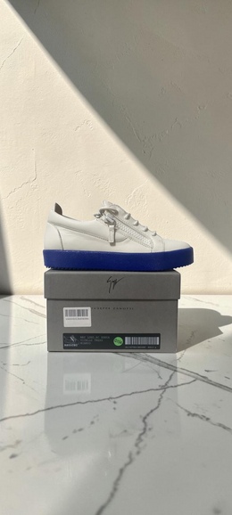 GIUSEPPE ZANOTTI NICKI LEATHER SNEAKERS WHITE / BLUE