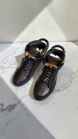 BUSCEMI 100MM HAMMER HIGH-TOP SNEAKERS BLACK / GOLD