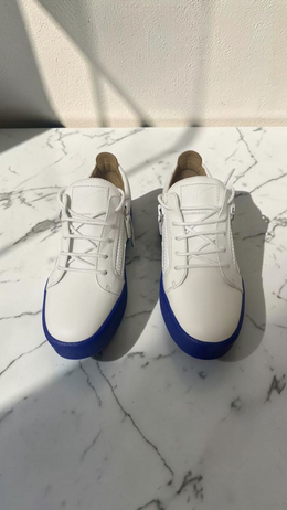 GIUSEPPE ZANOTTI NICKI LEATHER SNEAKERS WHITE / BLUE