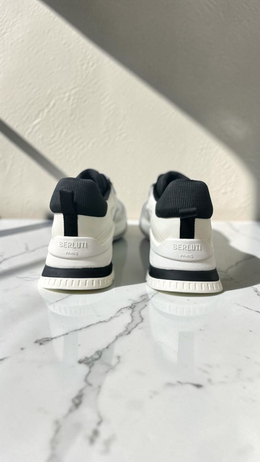 Berluti Gravity Leather & Mesh Sneakers – White & Black