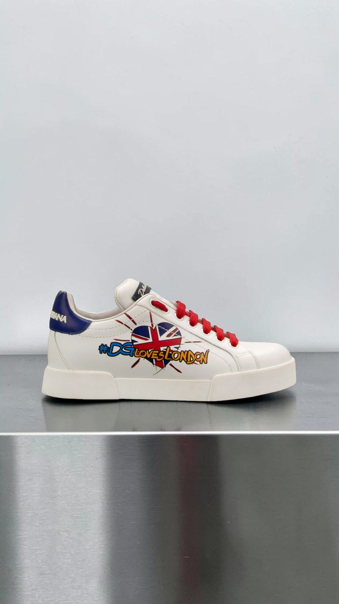 DOLCE & GABBANA PORTOFINO DG LOVES LONDON SNEAKERS WHITE / RED / BLUE