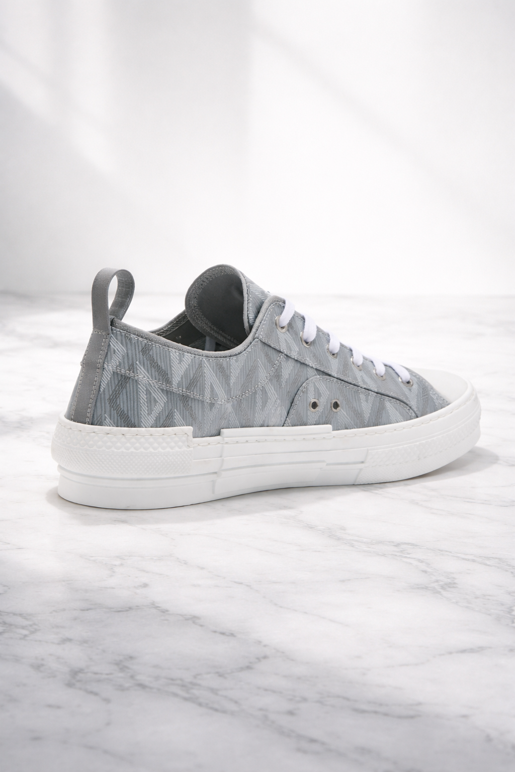 Dior Homme B23 Low-Top CD Diamond Canvas Sneakers in Grey/White