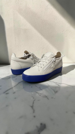 GIUSEPPE ZANOTTI NICKI LEATHER SNEAKERS WHITE / BLUE