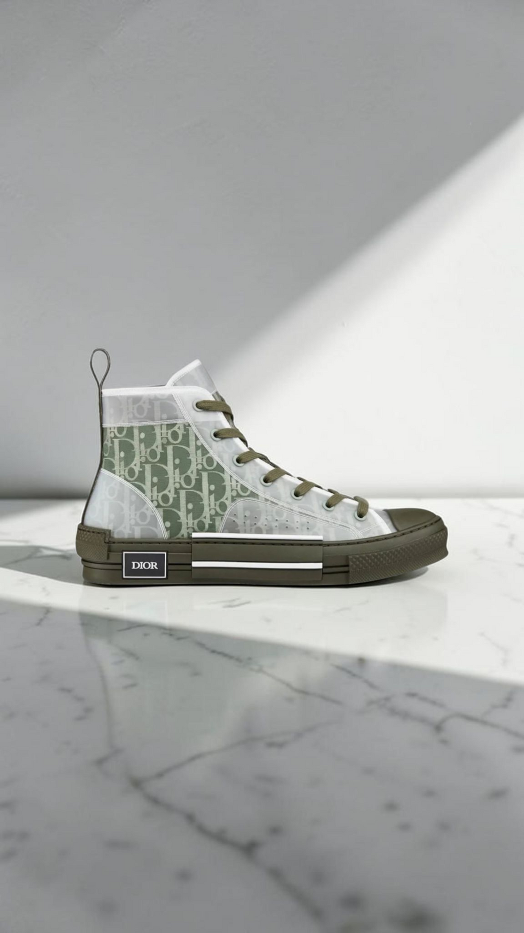 Dior B23 High-Top Sneakers Oblique Monogram White Khaki