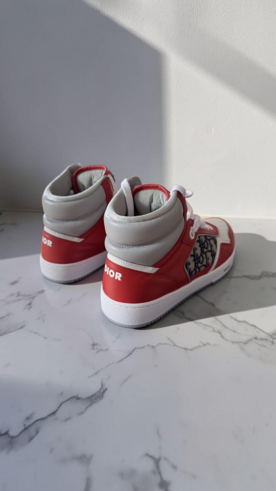 Dior B27 High-Top Sneakers Red White Oblique Monogram